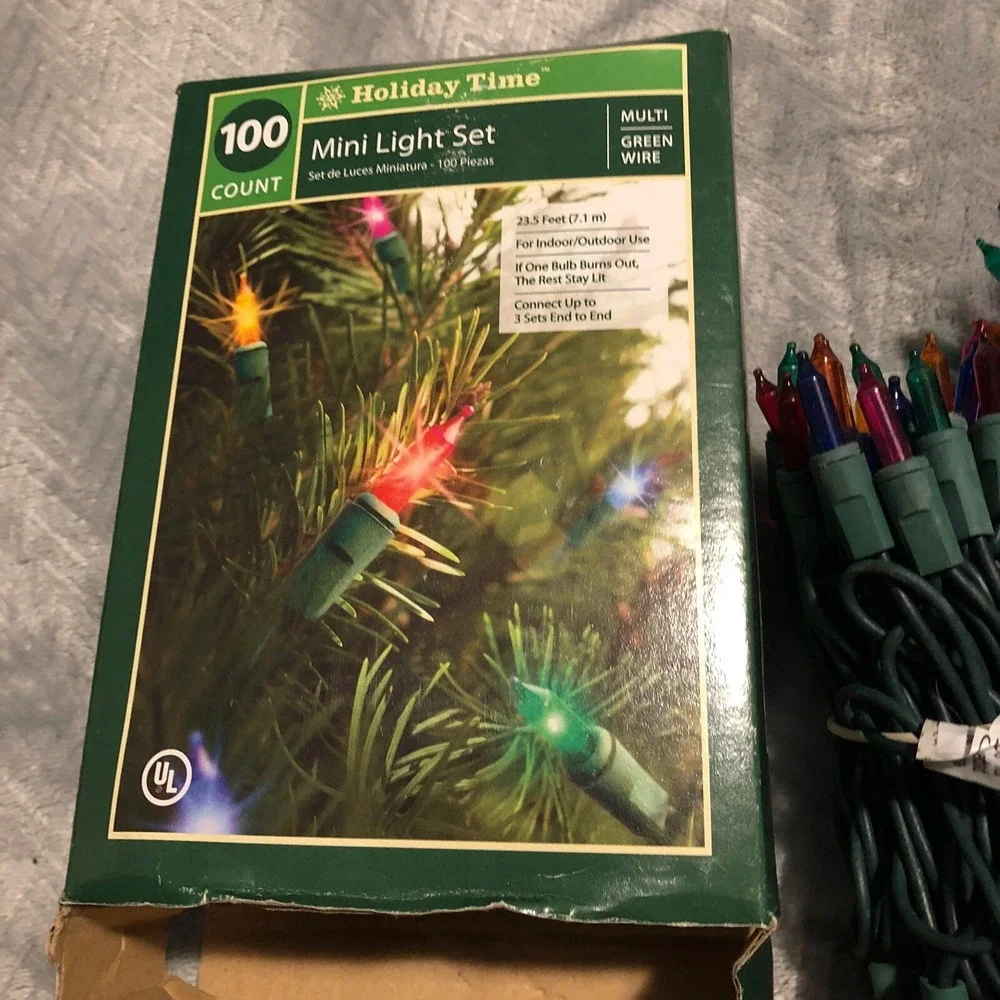 100-Count Multicolor Holiday Time Mini Christmas Lights Green Wire